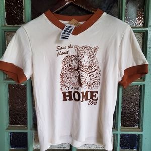 Urban outfitters leopard ringer tee